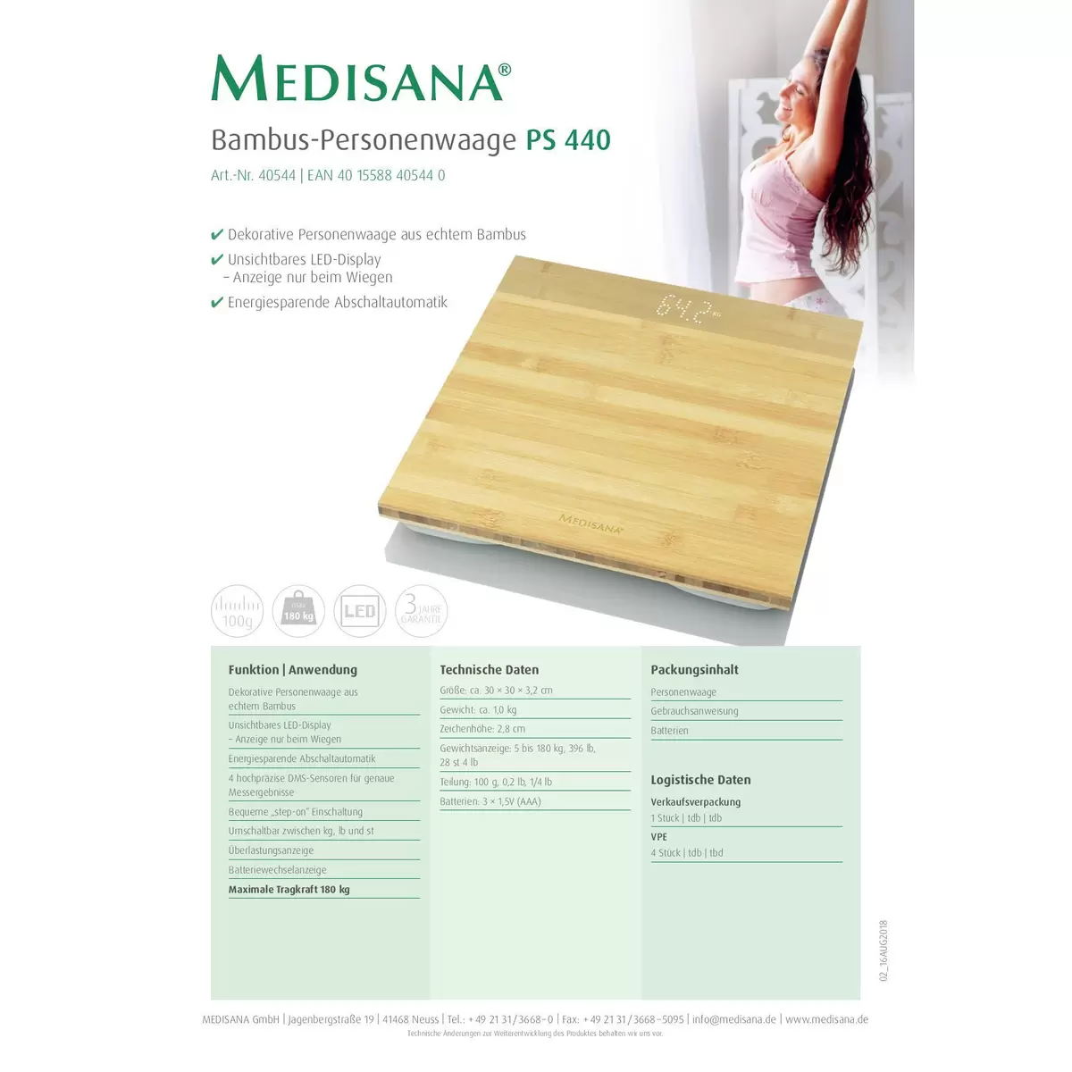 Bambus - Personenwaage Medisana PS440