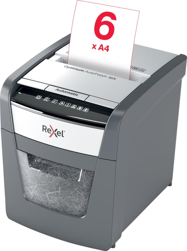 Rexel Optimum AutoFeed+ 50X tværskåret makulator