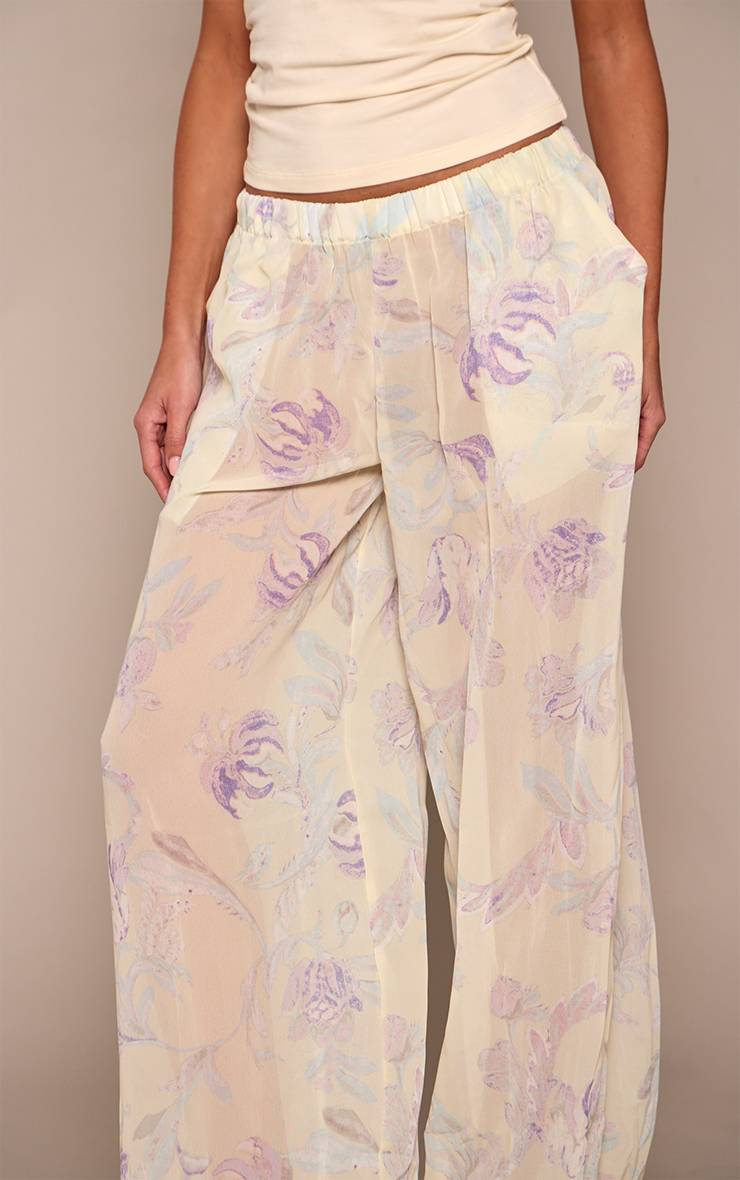 Violet Pantalon Ballon En Mousseline À Imprimé Floral Cachemire