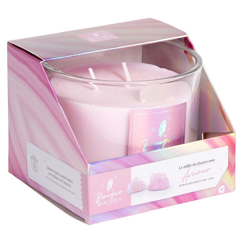 Bougie roche quartz amour rose 35H