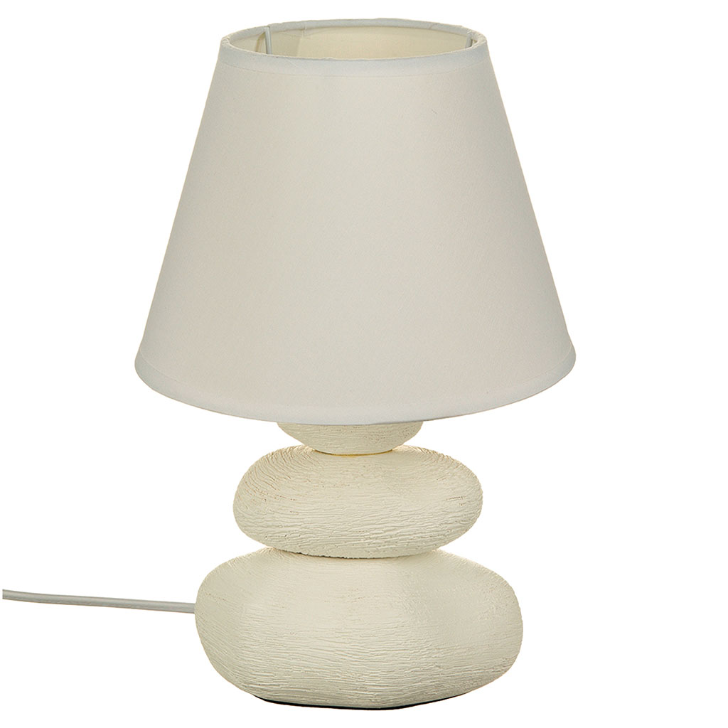 Lampe céramique galet et abat-jour beige H 30cm