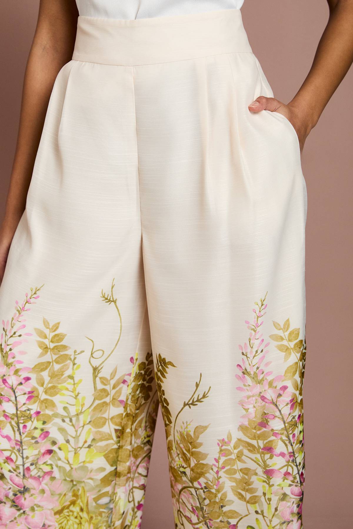Coast (qm) Pantalon Petite À Jambes Larges Avec Imprimé Placé