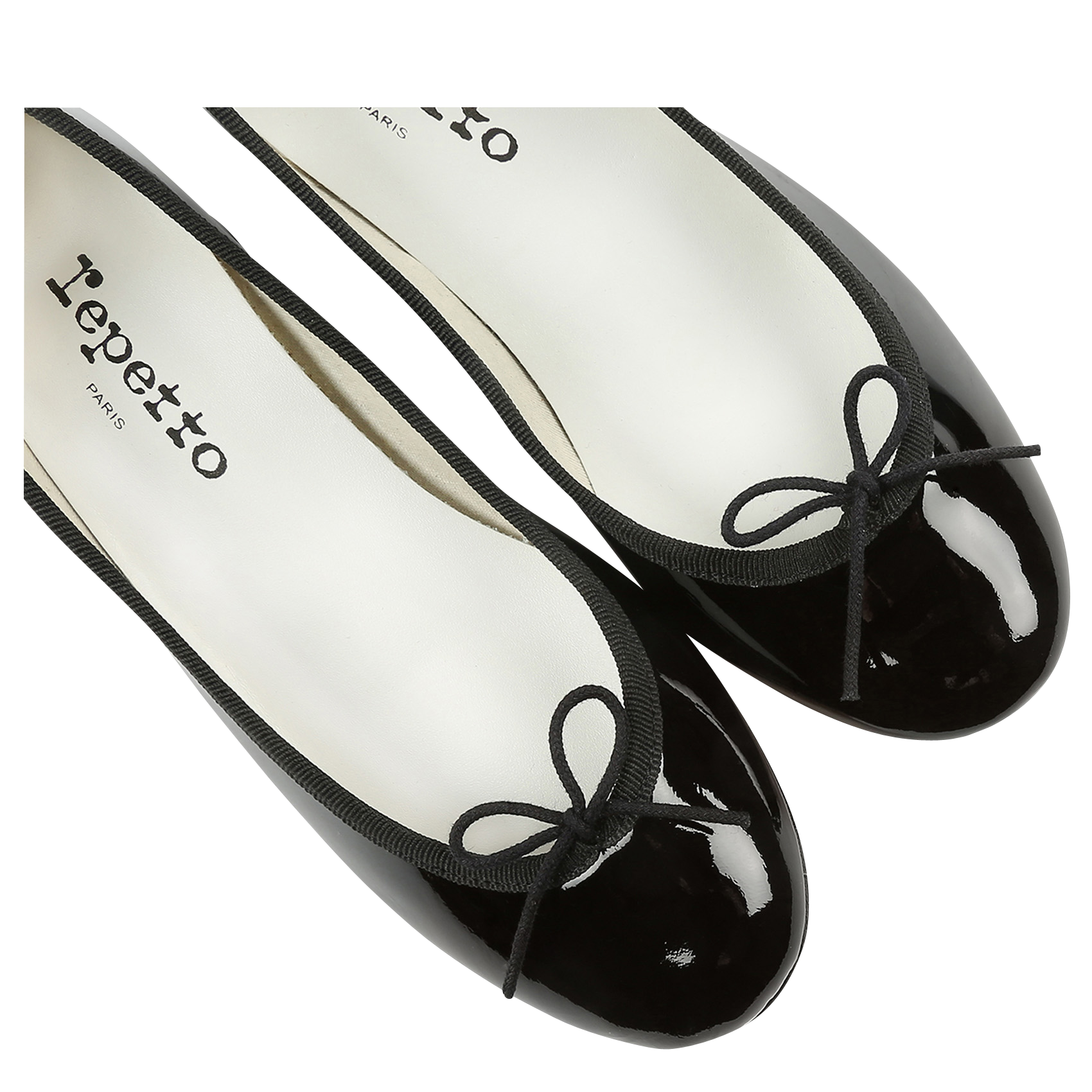 CAMILLE - Ballerines à talons en cuir vernis | Noir