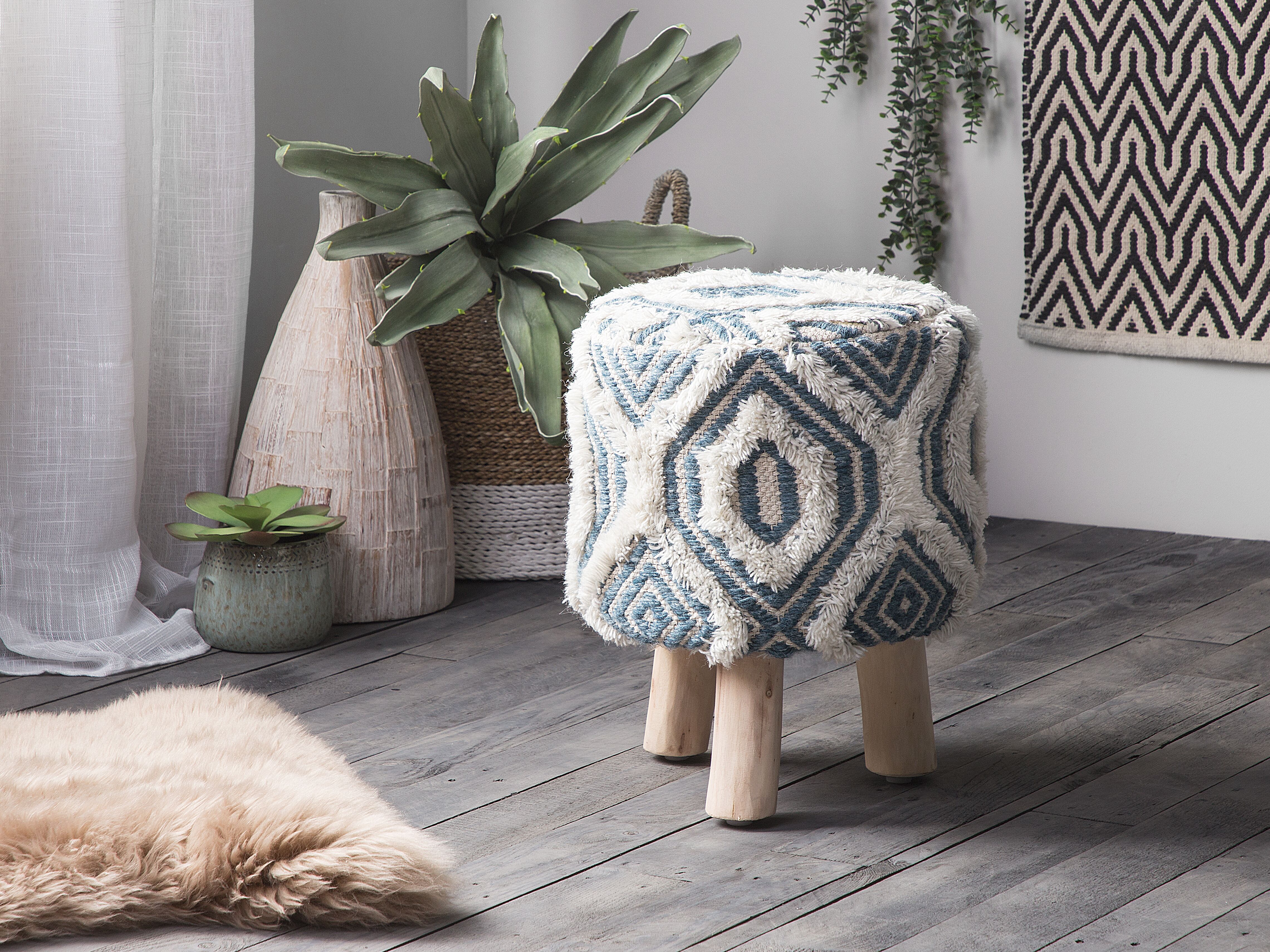 Hocker AGRA Wol Wit