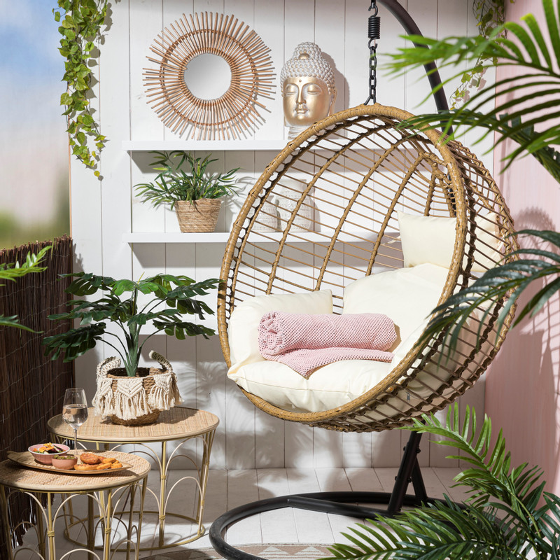 Hangstoel cocoon XL met standaard - naturel - ø105x186 cm