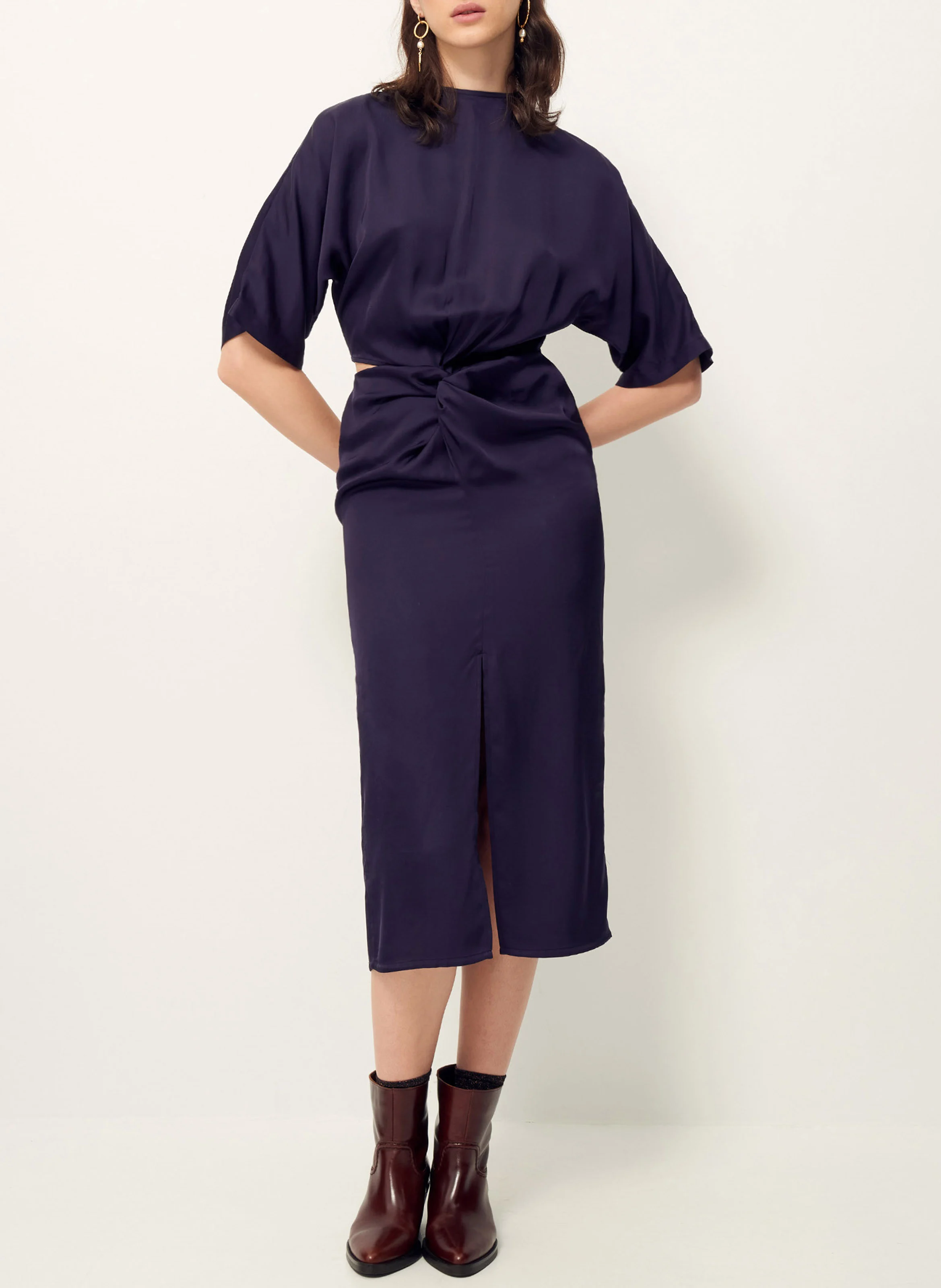CUMBA - Robe midi col rond | Bleu