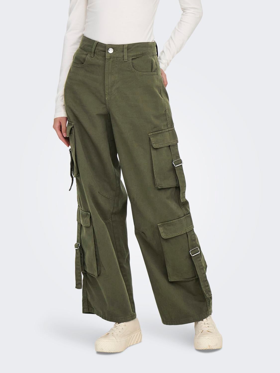 ONLMALFY Mittlere Taille Weiter Beinschnitt Cargo-Hose Kalamata