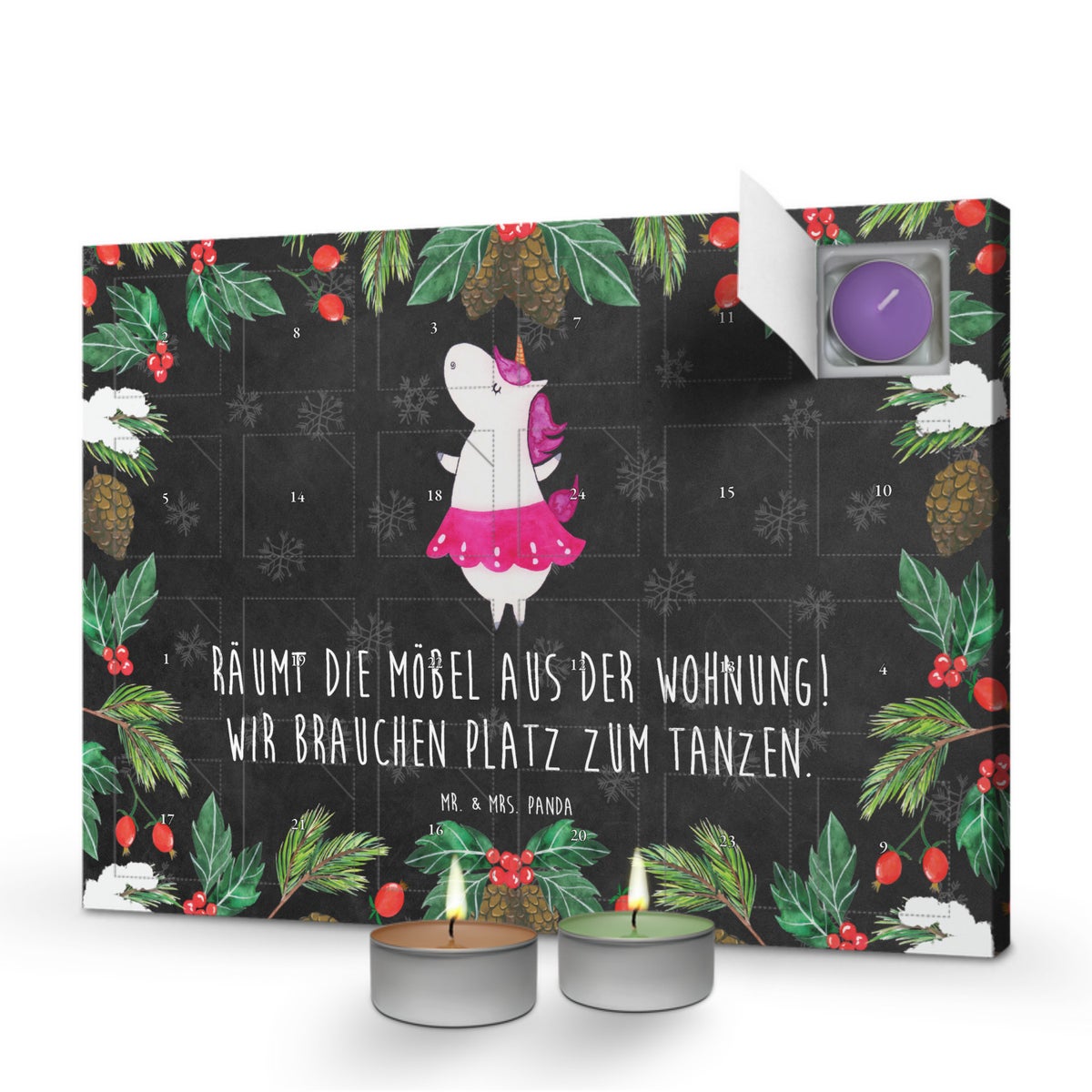Mr. & Mrs. Panda Geurkaars Adventskalender Eenhoorn Ballerina - Zwart