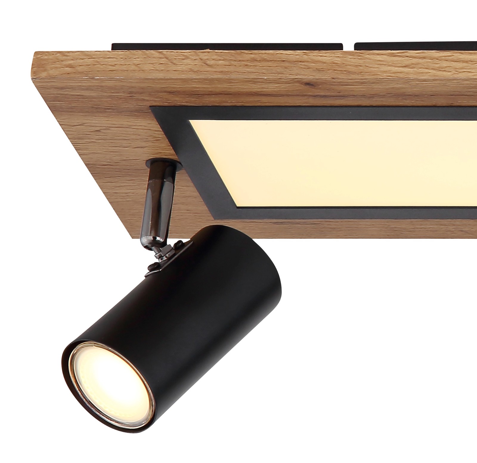 LED-Deckenleuchte - schwarz matt - Holzoptik