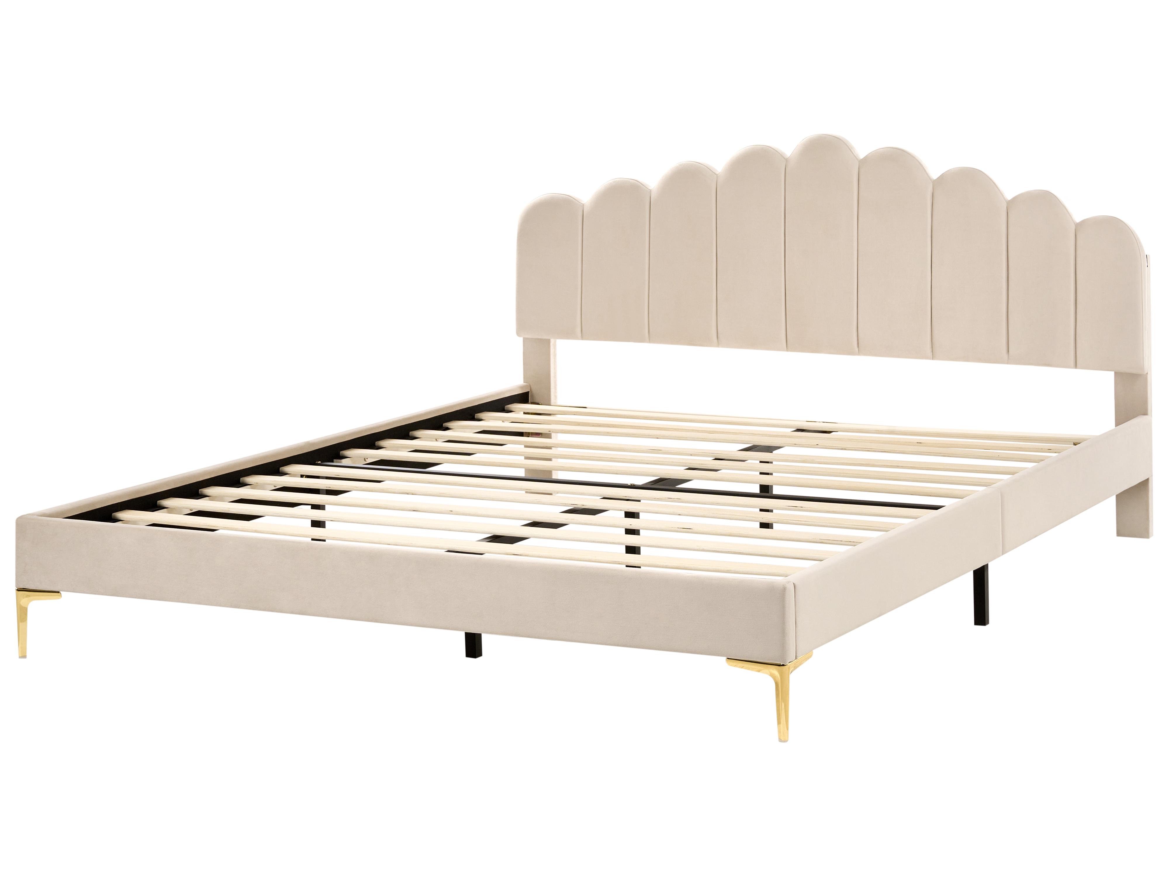 Bed Fluweel SAUVIAN 180 x 200 cm Beige