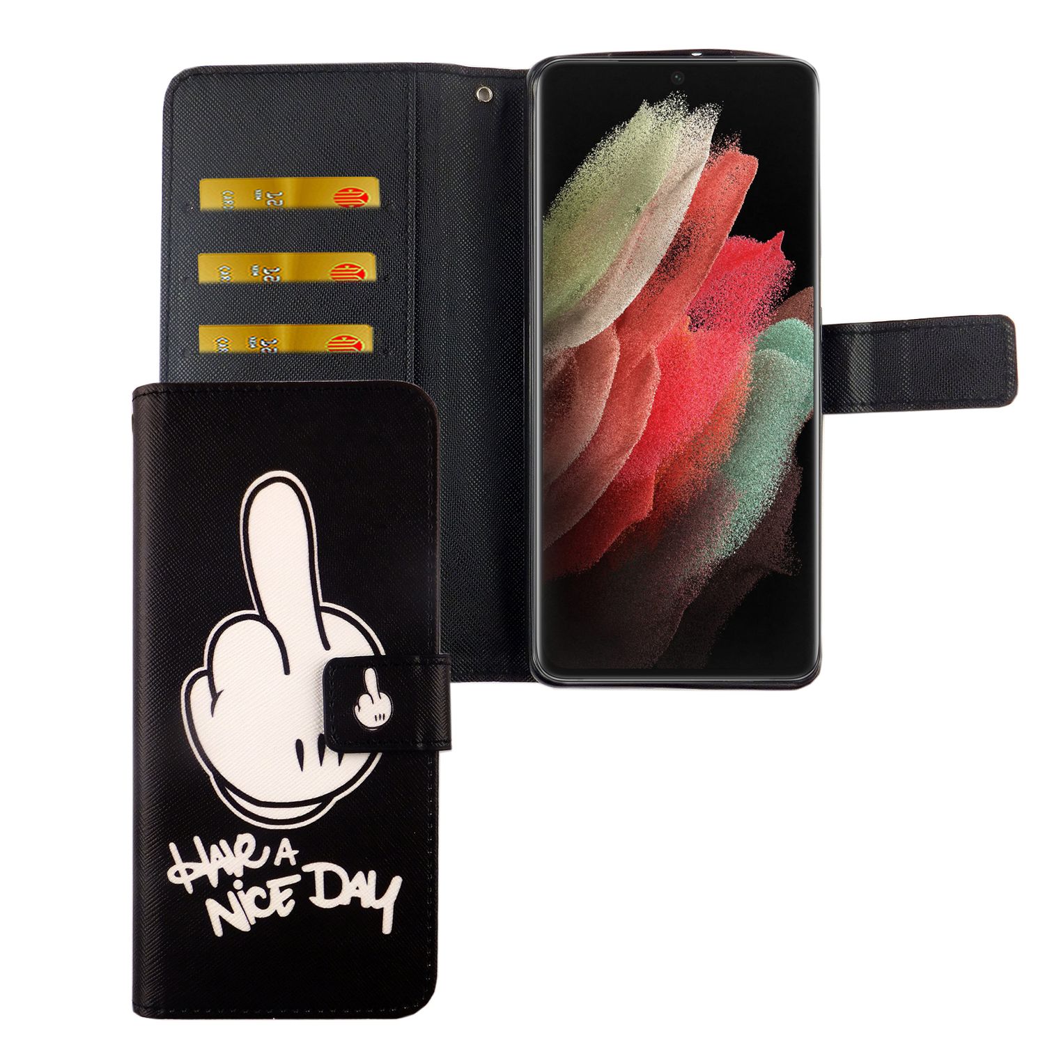 Hülle Handy Schutz für Samsung Galaxy S21 Ultra Case Cover Tasche Wallet Etui