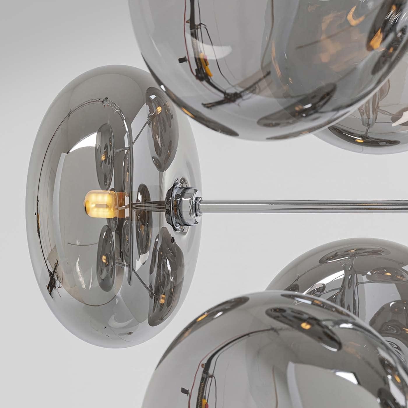 Kare Design Hängeleuchte Headlight Chrome, Hängelampe Wohnzimmer, Leuchte fürs Esszimmer, groß, Silber, Leuchtmittel nicht inklusive, 155x53x53cm