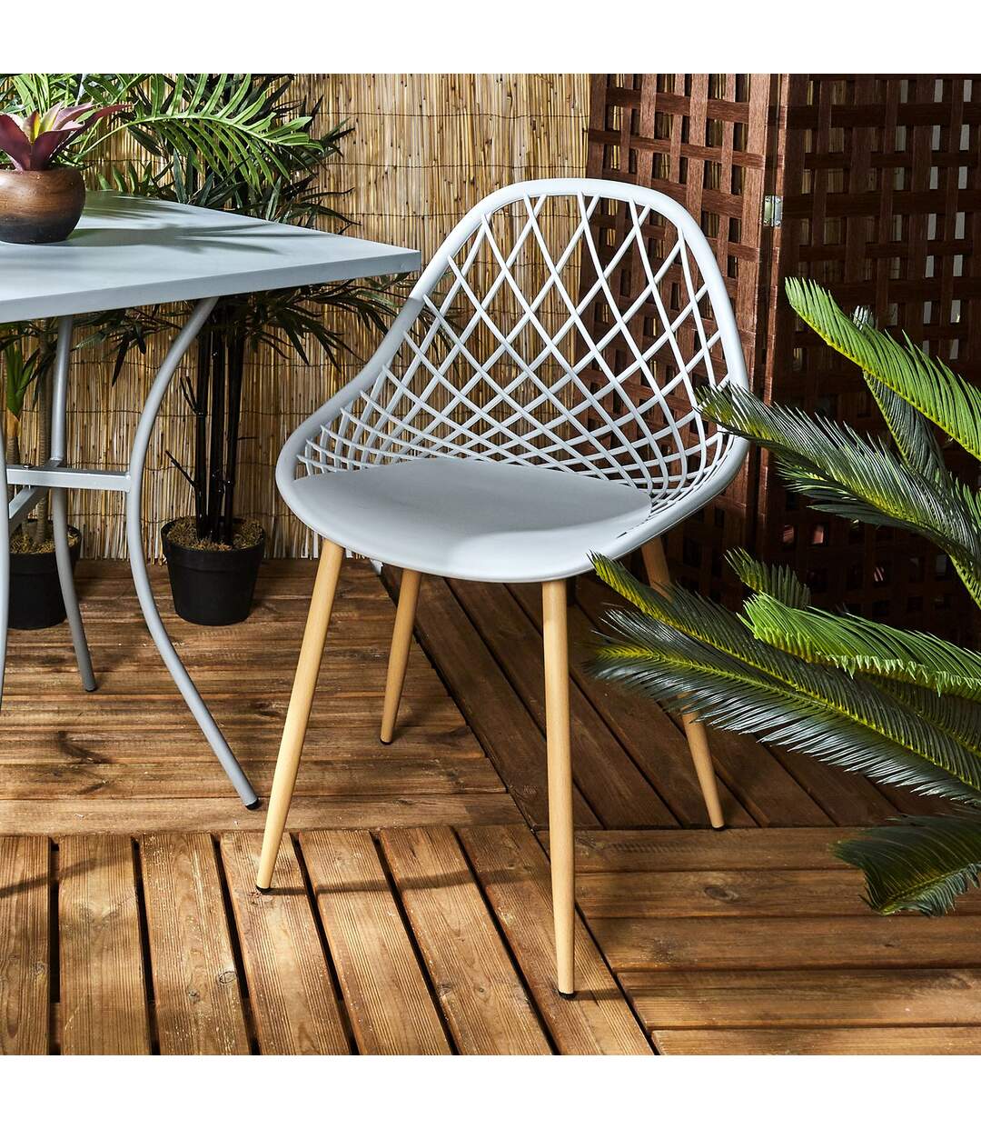 Lot de 4 chaises d'extérieur Malaga en polypropylène - Gris
