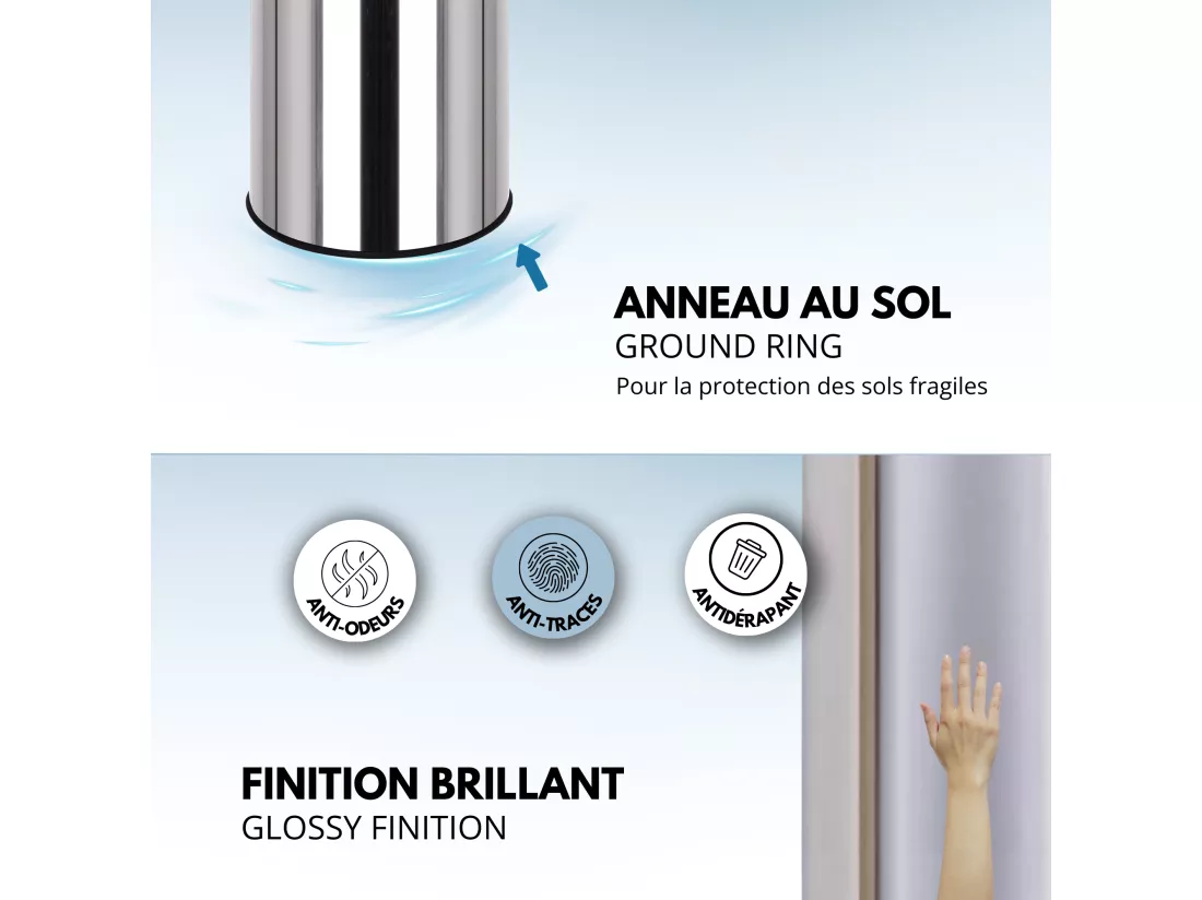 Poubelle automatique ARTIC Argent Acier inoxydable 30 L