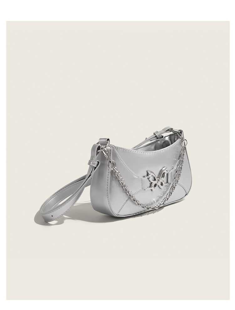 NICOLEBONNIE - Schoudertas van imitatieleer met vlinderaccent en ketting