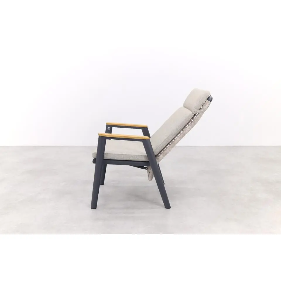 VDG Solaro verstelbare dining tuinstoel - light rope / teak arm