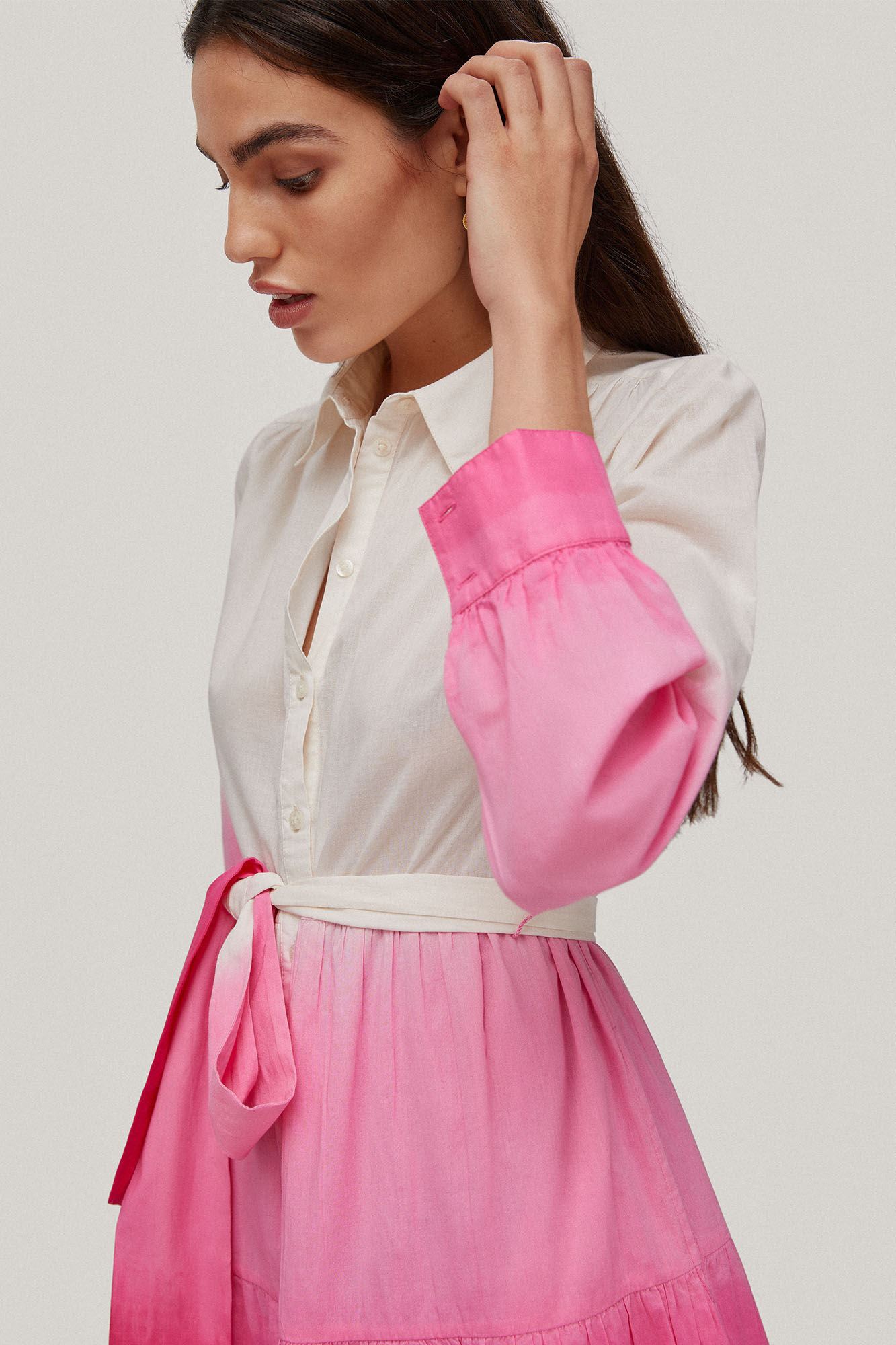Vestido camisa tie-dye - Rosa
