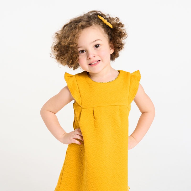 Robe coton fantaisie fleurie jaune bébé fille Jaune