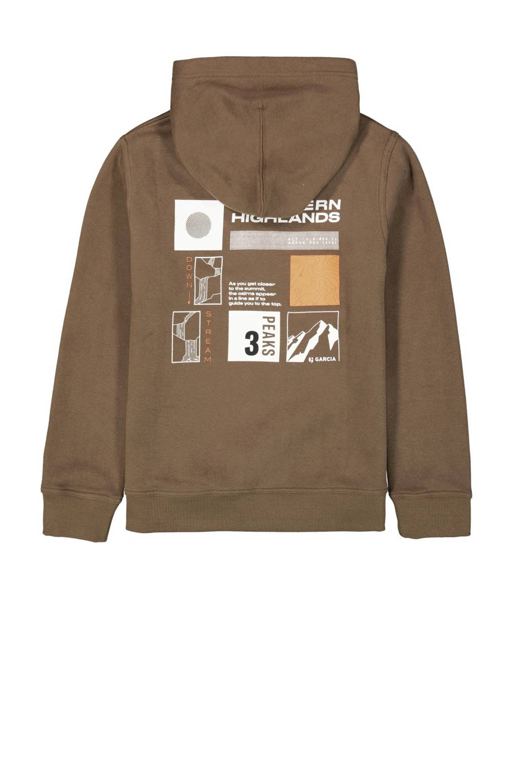 Garcia hoodie met backprint bruin