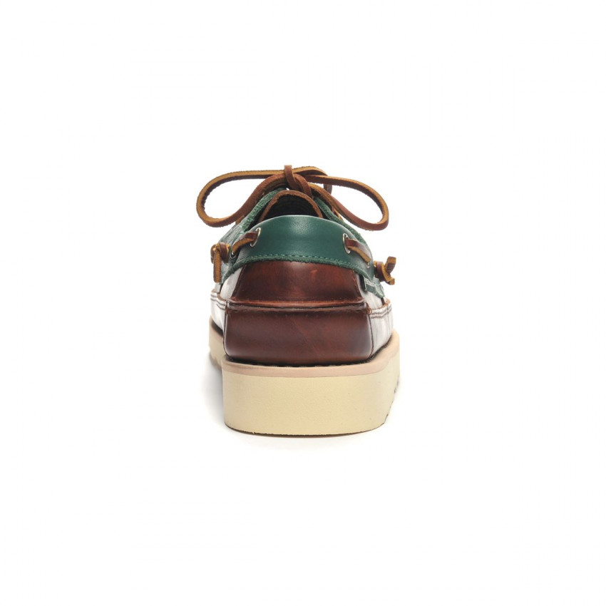 SENECA BROWN GREEN PINE-Mocassin bicolore en cuir pour homme