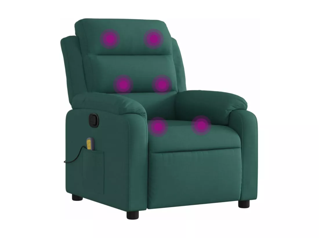 Fauteuil massant inclinable Vert foncé Tissu