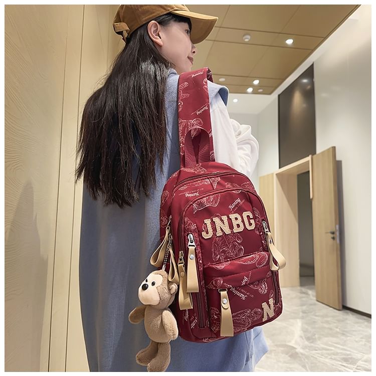 EAVALURE - Koppel bijpassende beer print letters applicatie sling bag