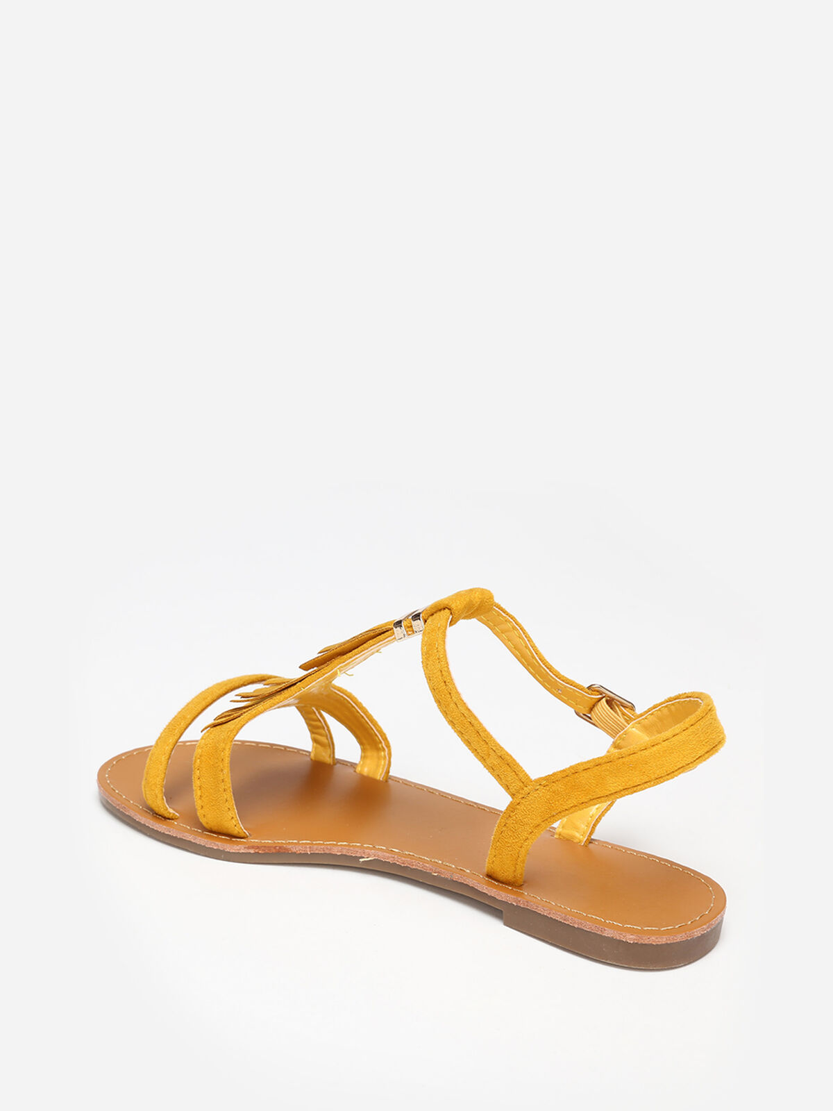 Sandales en suédine avec franges- Jaune