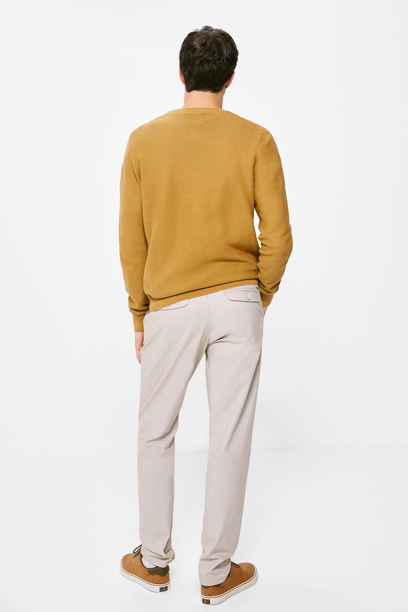 Calça chino bicolor estruturada - bege