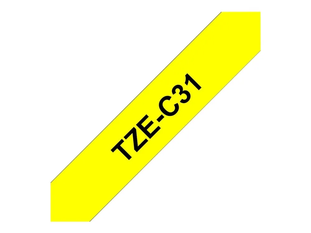 Brother TZe-C31 labeltape - sort på fluorescerende gul 12mm x 5m