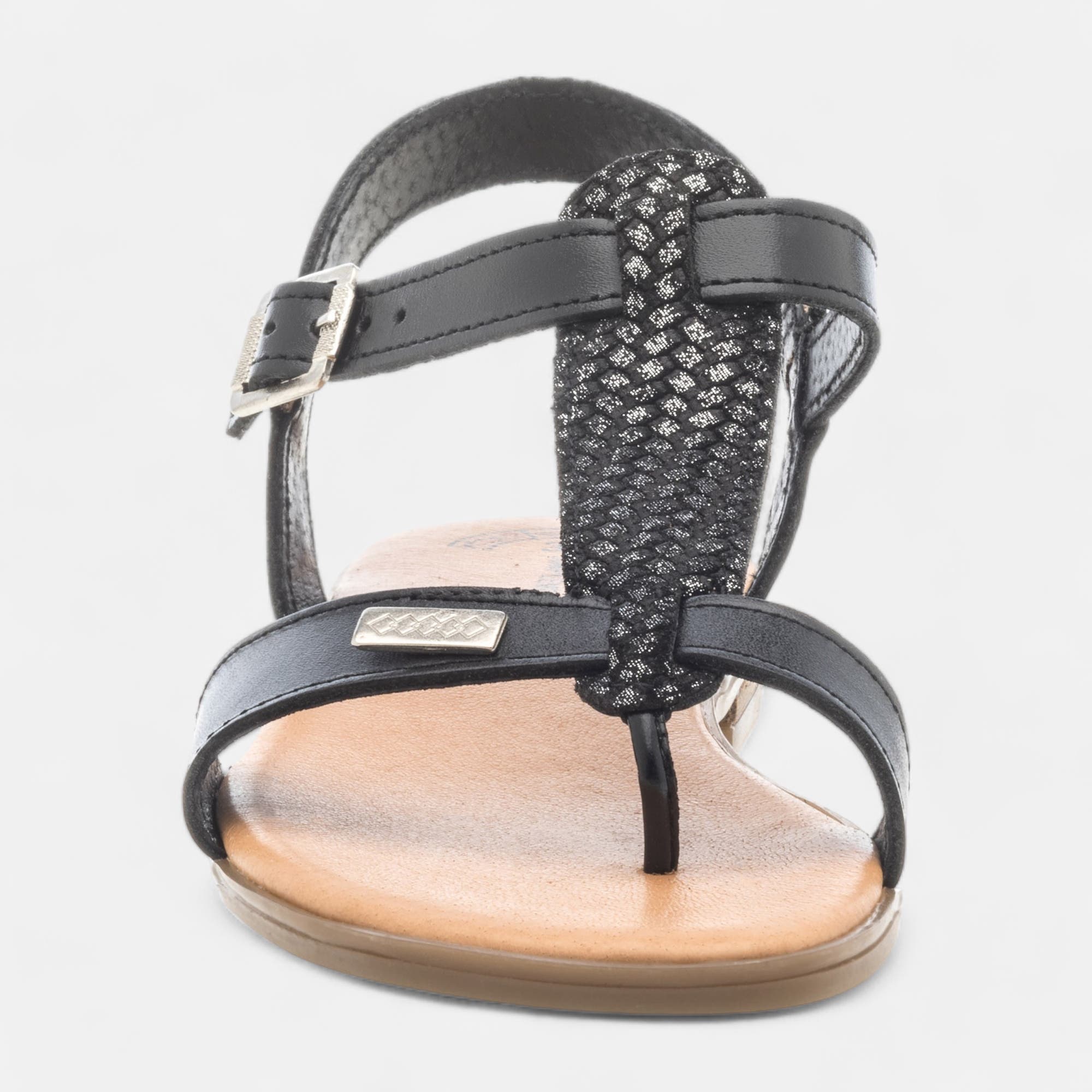 Nu-pieds Femme en cuir noir