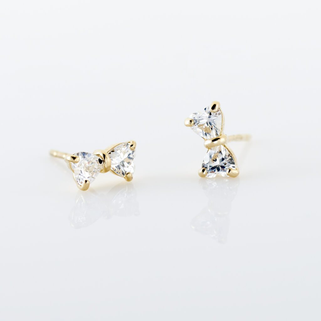 Boucles D'oreilles Puces Darina Noeud Or Jaune Oxyde De Zirconium