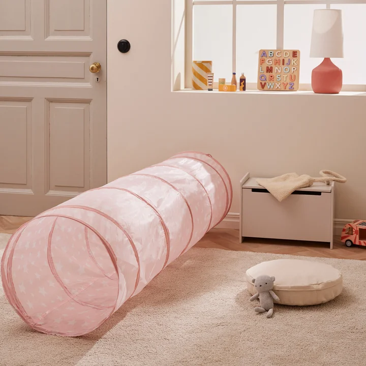 Kids Concept - Star Spieltunnel, Ø 46 x 180 cm, grau gestreift