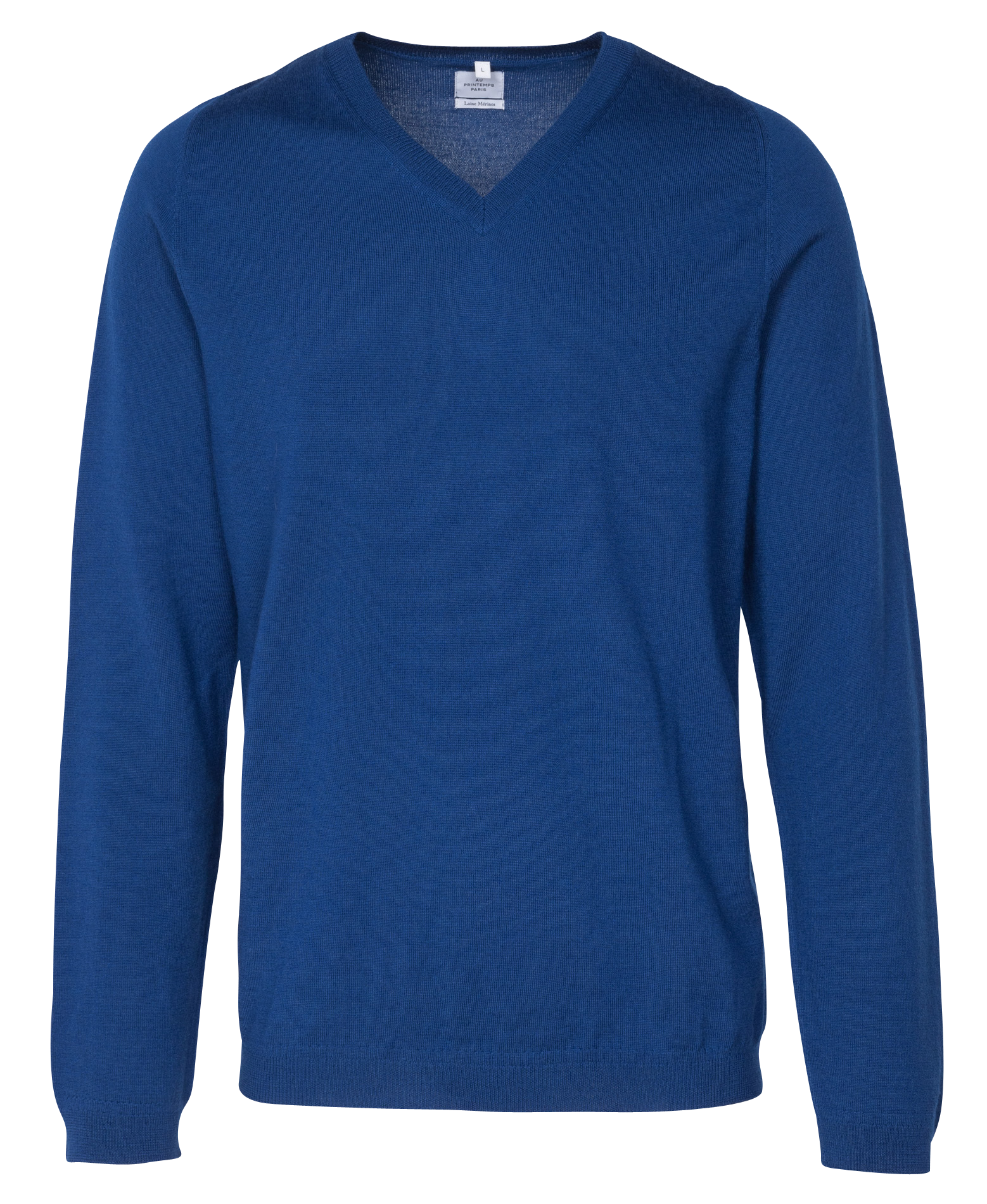 Pull col V regular fit en laine | Bleu