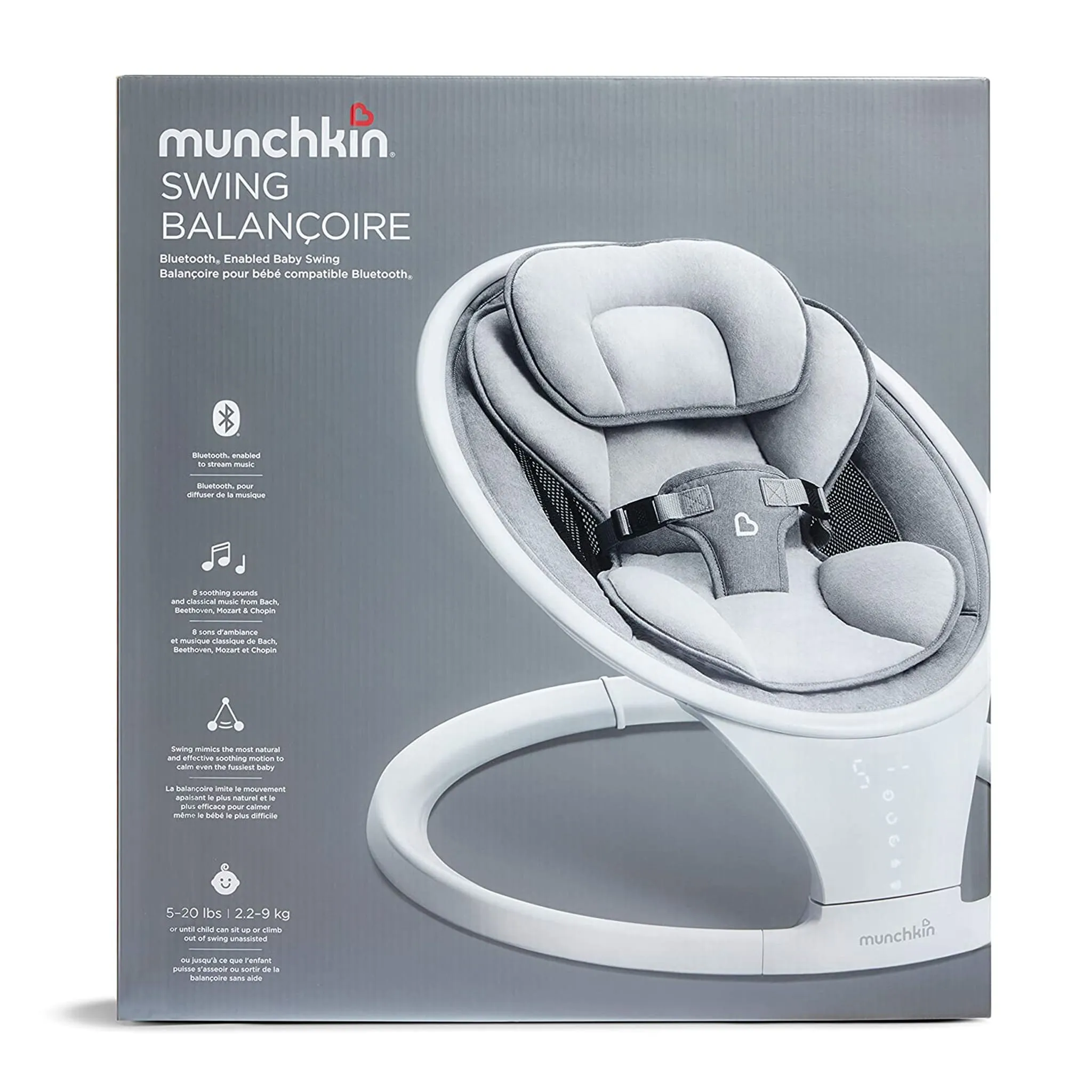 Munchkin Siège Berçant Munchkin Swing Bluetooth - Gris