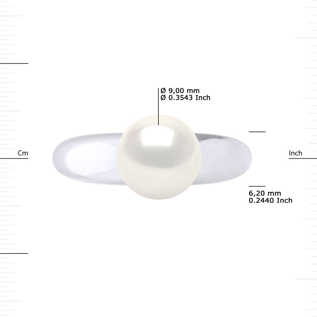 Bague Stella Jonc Perles d'Eau Douce 9-10 mm - Or Blanc