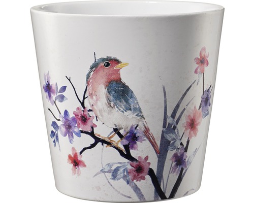 Soendgen Dallas aquarel keramische plantenbak, Ø 14 cm, H 13 cm, vogelmotief