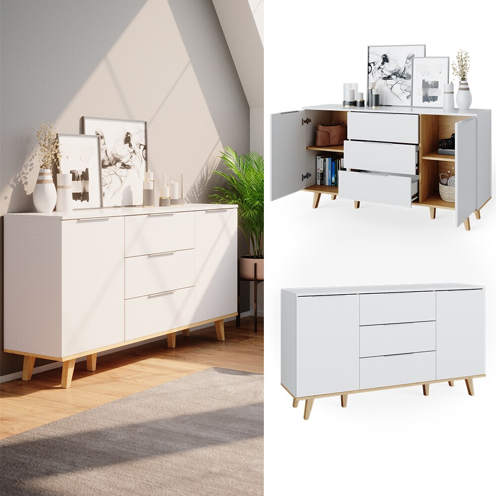 VICCO Kommode Nautica Sideboard weiß Eiche Anrichte Schrank Schublade Skandi