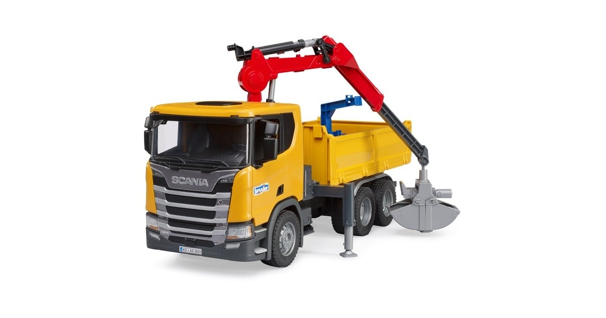 bruderScania Super 560R constructie vrachtwagen met kraan en 2 pallets Modelvoertuig  (03551)