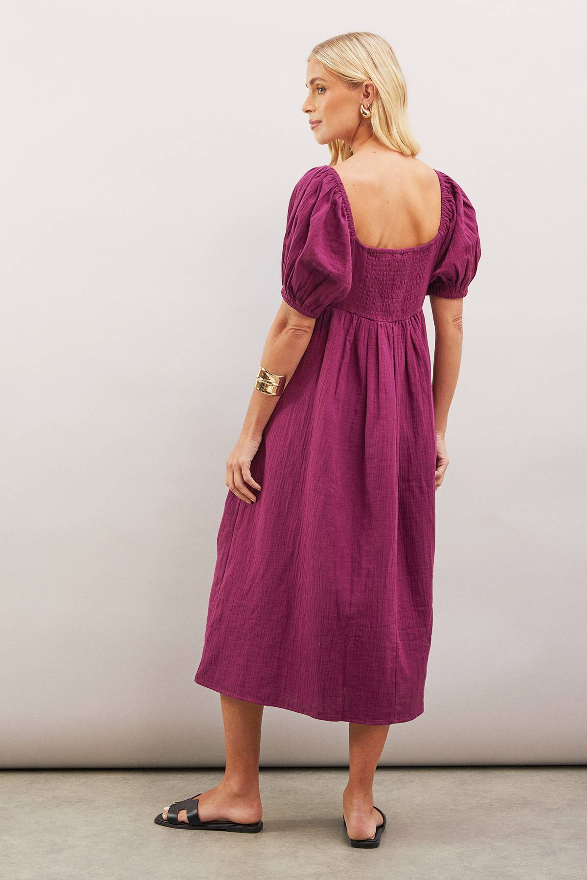 Wallis Robe Midi Texturée Brodée De Palmiers Petite