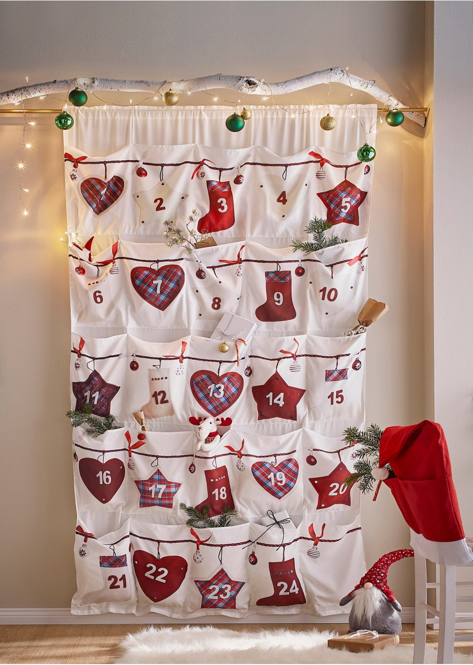 Panneau en microfibre avec calendrier de l'Avent (1 pce.)