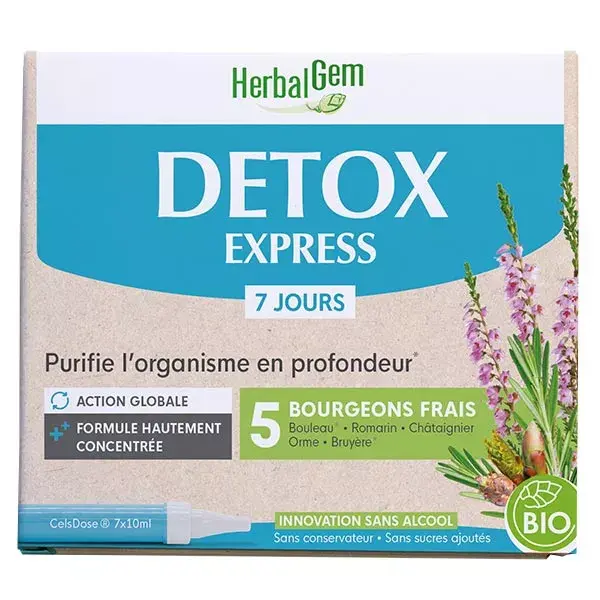 HERBALGEM DETOX EXPRESS ORGÂNICO DE DOSE ÚNICA 7 Dias Purifica o corpo 7 ampolas