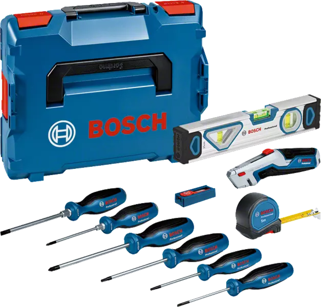 Bosch Professional  Handwerkzeug-Set inkl. Schraubendreher, 1 Set    19-teiliges Set mit professionellen Werkzeugen