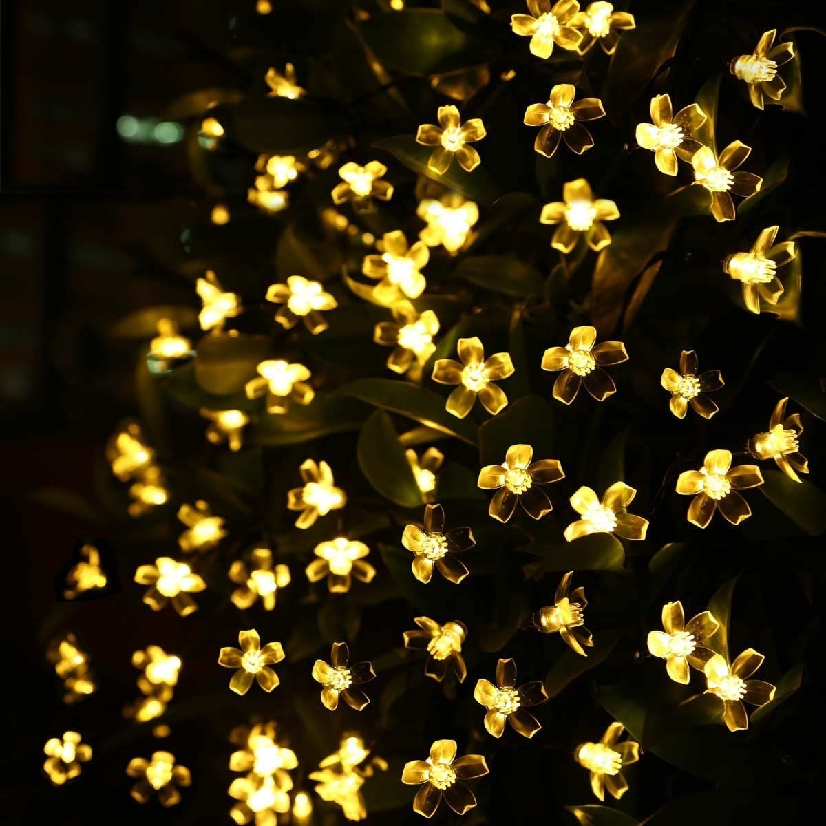 (7m) 50 LED's Deko Solar Lichterkette Blumen Outdoor Beleuchtung - Warmweiss