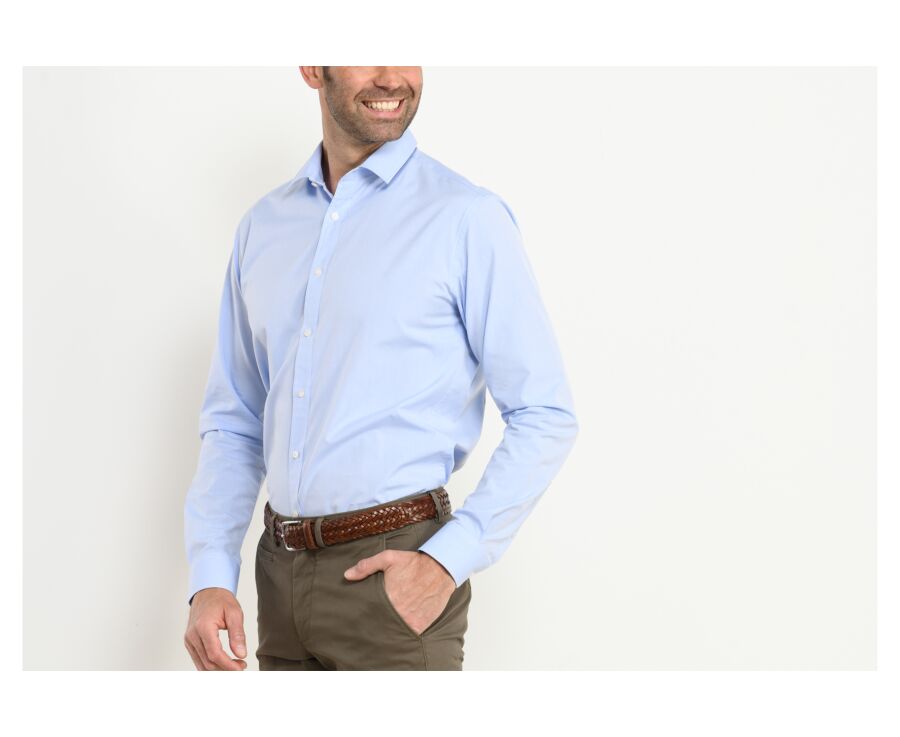 Chemise bleu ciel popeline - Col français - LOUIS.