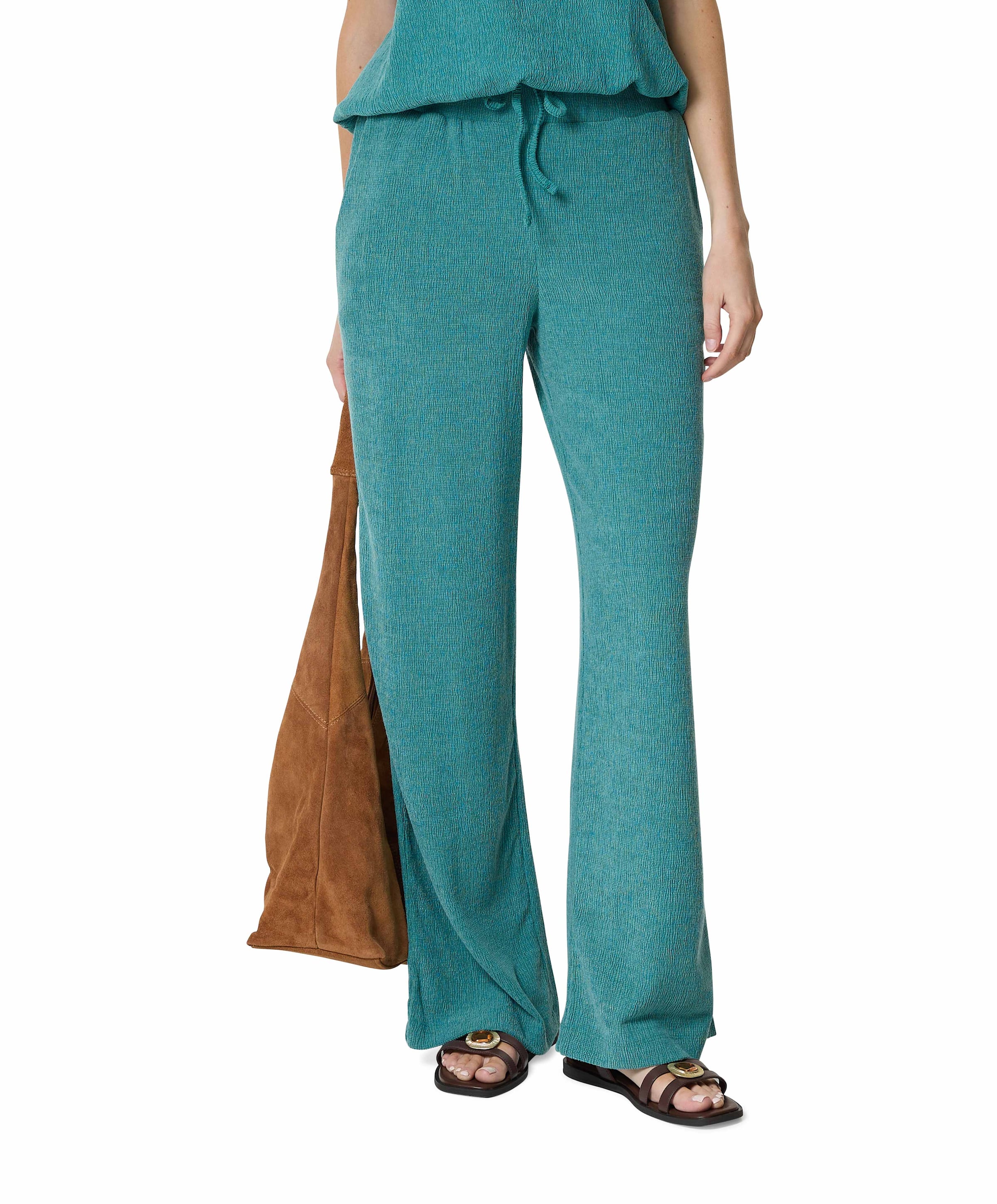 Tramontana Crinkled Wide-Leg dames broek blauw