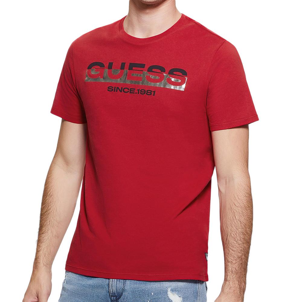 Guess T-shirt Rouge Homme Guess Foil