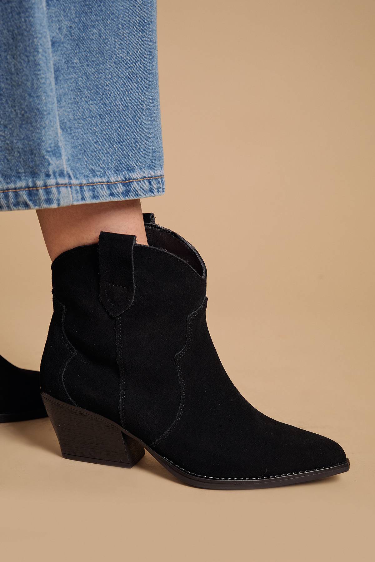 Oasis Bottines Western Amber en Daim Véritable