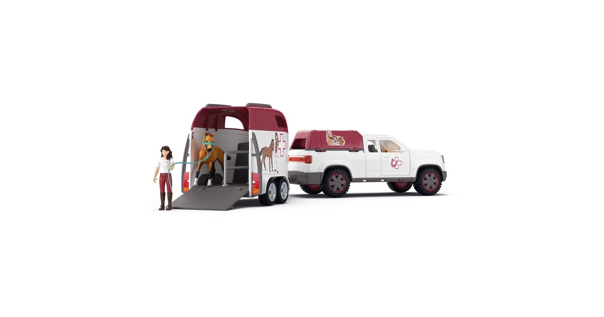 SchleichHorse Club - Mobiele dierenarts met aanhanger speelgoedvoertuig  (42704)