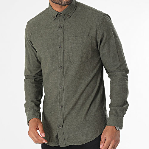 Chemise Manches Longues Classic Melange Vert Kaki