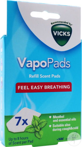 Vicks Comforting VapoPads Menthol Tablettes Parfumées Aux Huiles Essentielles Boîte 7 Pièces